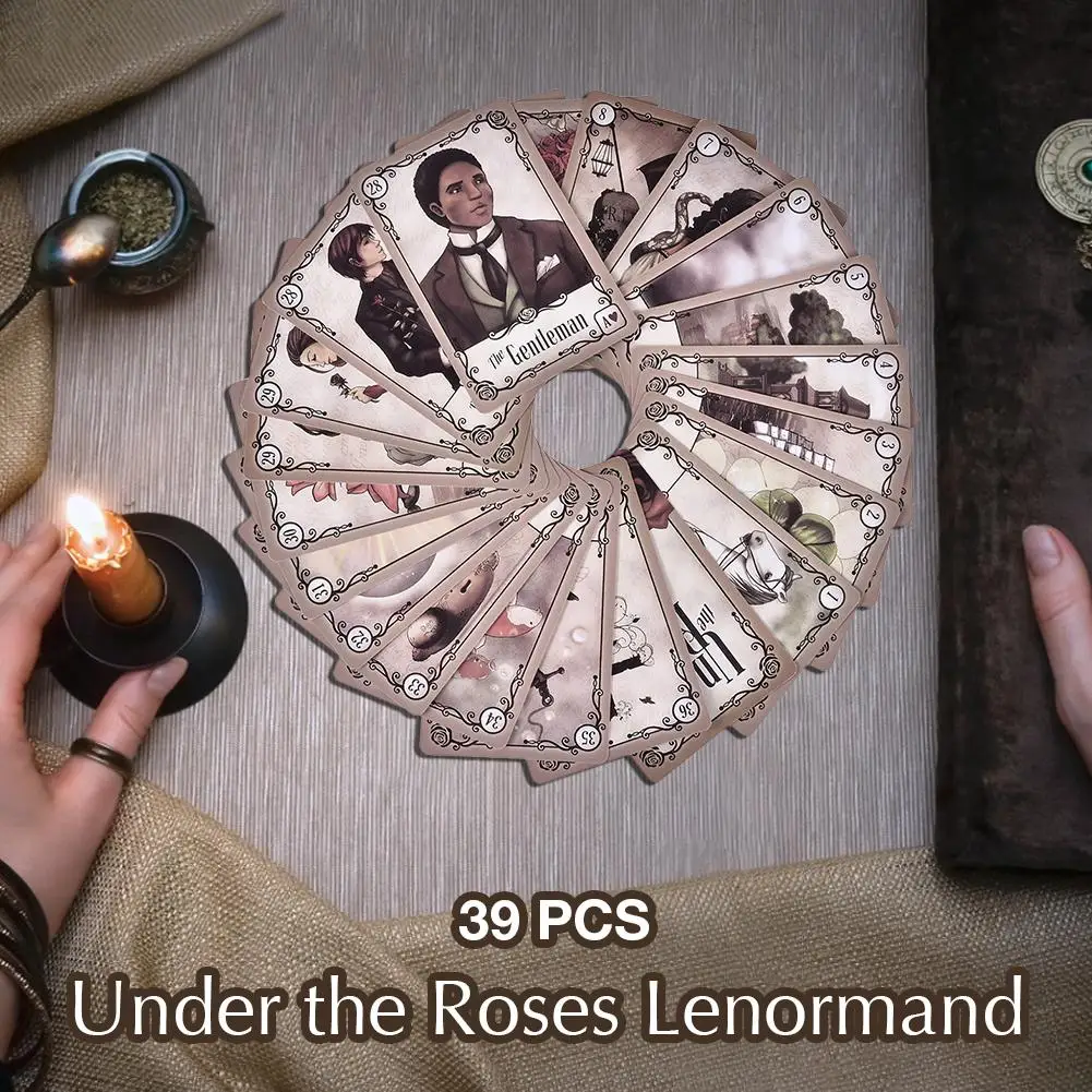 Под розами Lenormand 39 карты колода часы башня Kendra Hurteau любовь Oracle Таро игра игрушка