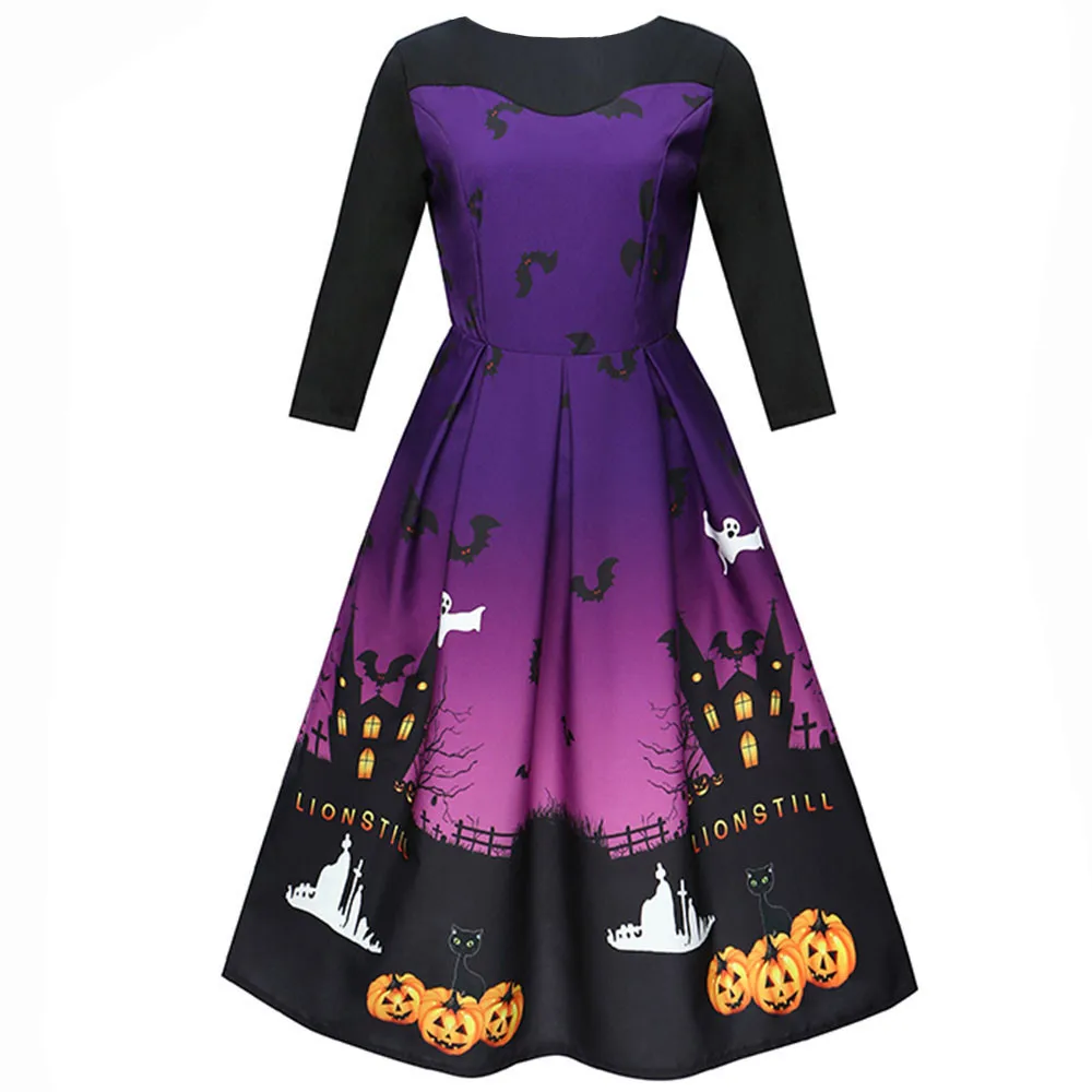 Женское винтажное платье А силуэта с длинным рукавом|Страшные костюмы| |