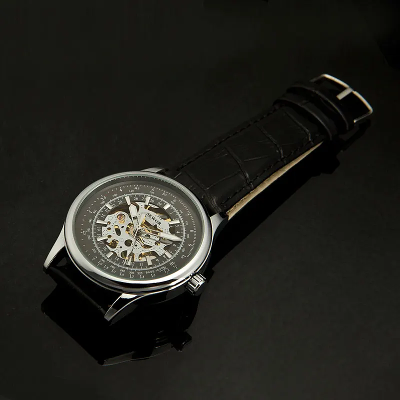 Мужские механические наручные часы SEWOR с кожаным ремешком|wristwatch mens|wristwatch mens