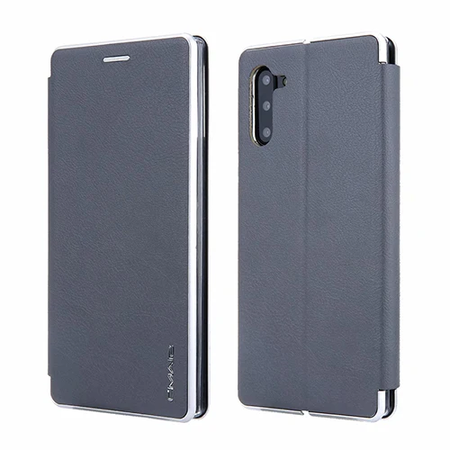 Для samsung Galaxy Note 10 Plus, чехол на магните, флип, кожаный чехол-кошелек для samsung S10, S8, S9 plus, Note 10, 9, 8, чехол, Coque - Цвет: Серый
