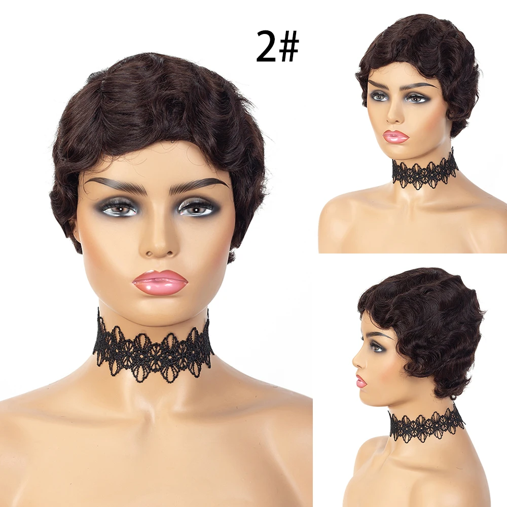 Парик Pixie Cut бразильские человеческие волосы Remy парики на пальцах Ali Queen