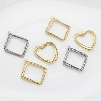 metal geometry heart square shape charms 6pcslot for diy fashion earrings jewelry making accessories