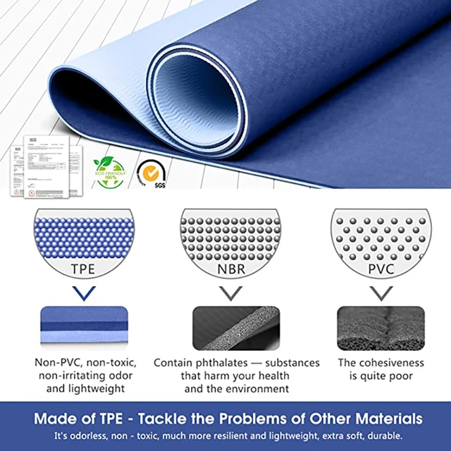 TPE Yoga Mat With Position Line 6mm Non-Slip Double Layer Sports Exercise Pad For Beginner Home Gym Fitness Gymnastics Pilates 2