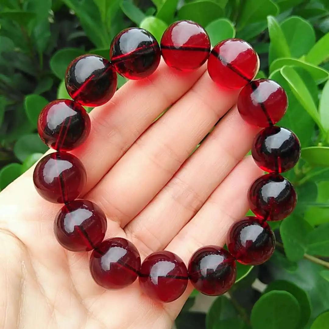 

Factory price special amber wax second generation Bracelet blood Po Bracelet Brown Red Fluorescent amber wax Bracelet