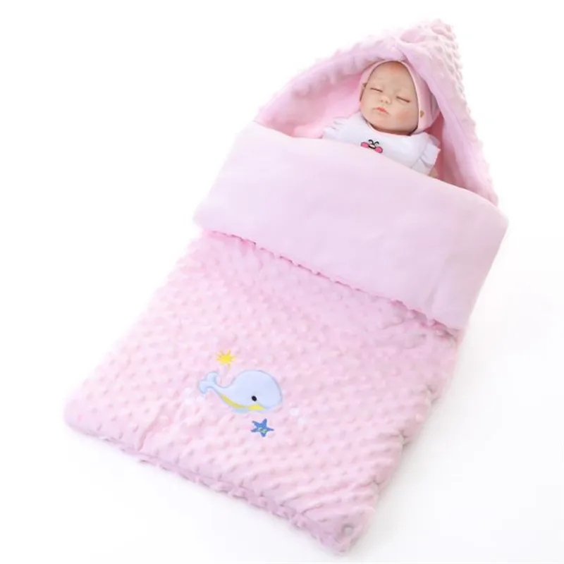Одеяло для новорожденных хлопковое зимнее Пеленальное с капюшоном Флисовое