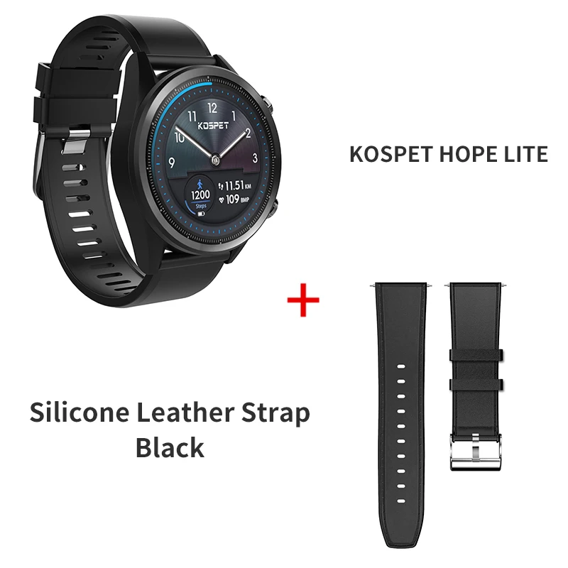 Add Black Strap KOSPET надеемся Lite 1 Гб оперативной памяти, 16 Гб встроенной памяти, Android7.1.1 Dual Core 4G 1,3" AMOLED умные часы мужские WI-FI 8.0MP IP67 Водонепроницаемый MTK6739 Смарт-часы-телефон - Цвет: Add Black Strap