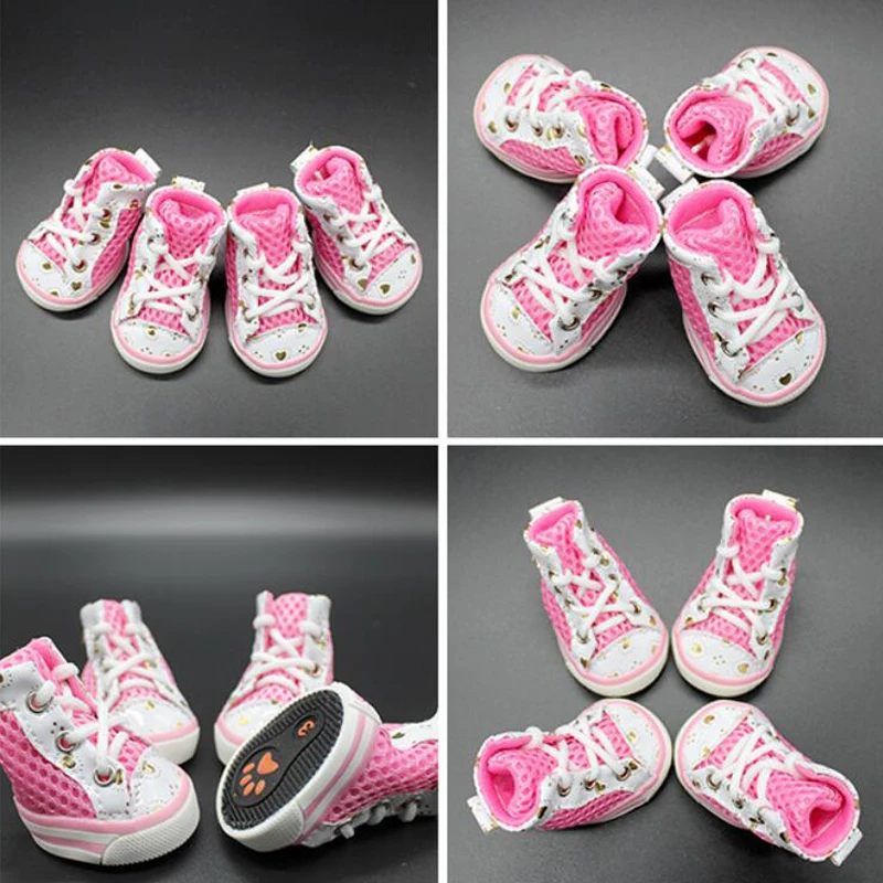 

Cute Fashion Dog Shoes Candy Colors Dog Booties Winter Waterproof Anti-Slip Puppy Shoes Casual Mesh Sneakers for Chihuahua Teddy