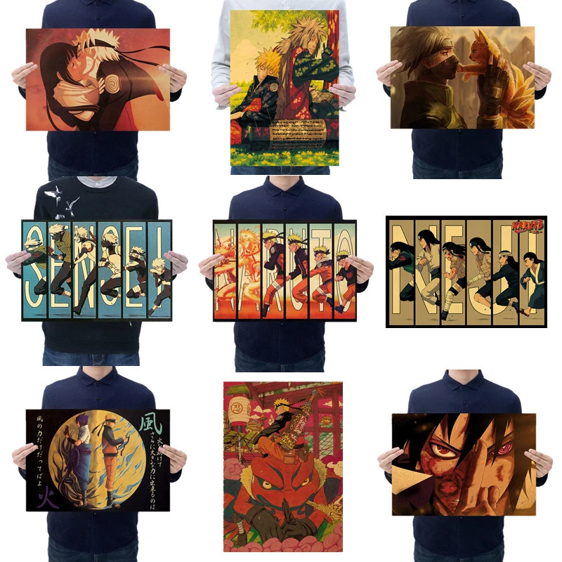 Классическая фигурка Какаси Саске Неджи аниме постер винтажные Наклейки для