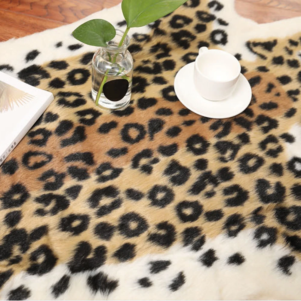 Bedroom Non Slip Tiger Printed Photography Props Coffee Table Carpet Home Decor Mat Faux Skin Area Rug Washable Long Plush Soft | Дом и сад