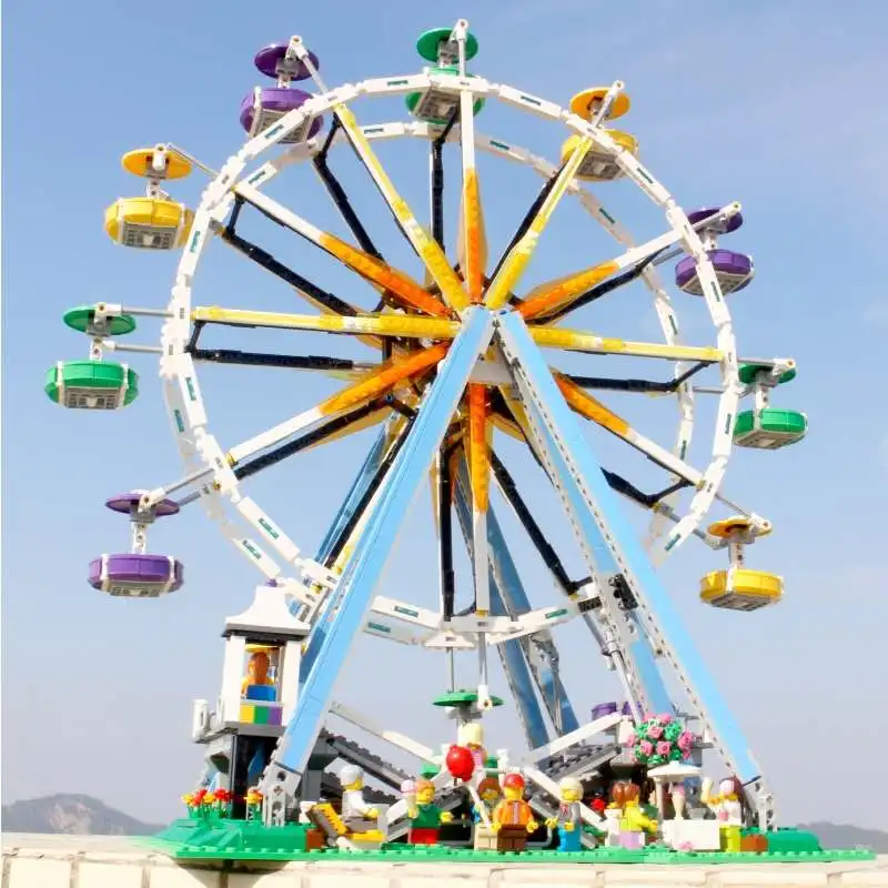 Парк развлечений большие американские горки колесо обозрения карусель кирпичи