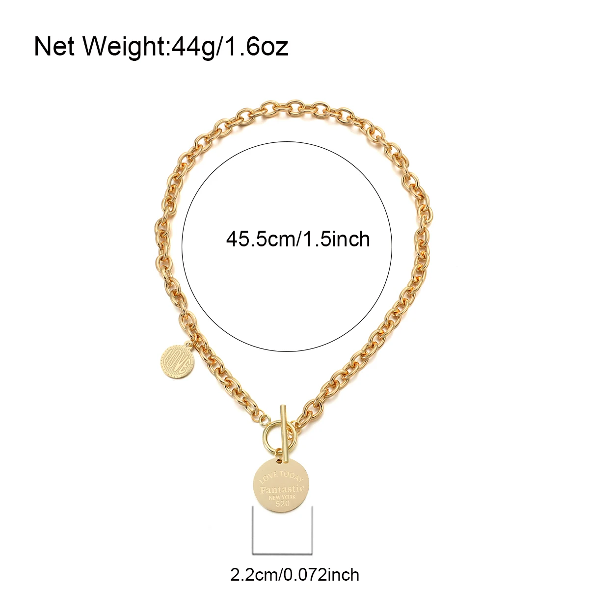 

AENSOA AENSOA Vintage Carved Letter Round Pendant Choker Necklace for Women Gold Color Fashion Chunky Chain Necklaces Jewelry