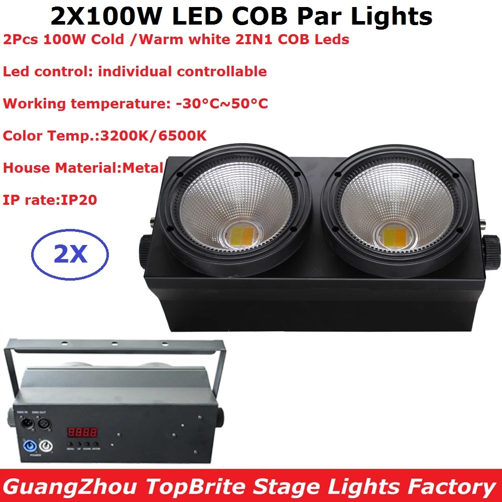 

2 шт./лот DHL Доставка 2X100 Вт LED COB Blinder Light 2 глаза сценический светодиодный светильник для сцены Dj TV Studio церковная вечеринка