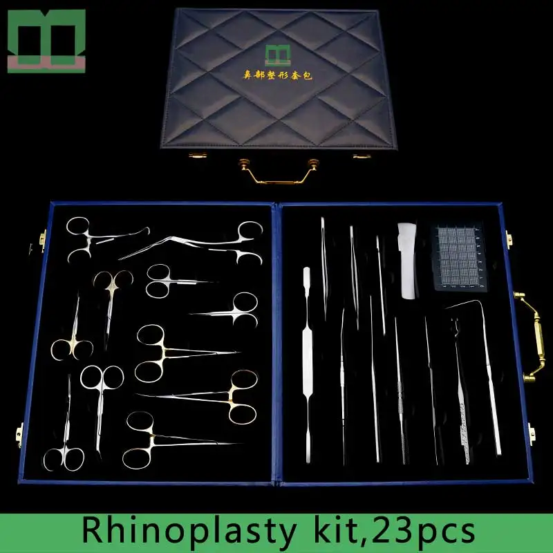 Rhinoplasty набор Носовые Ножницы из нержавеющей стали хирургические инструменты и инструменты 23 шт. Септум ножницы резные носовые иглы держатель - Цвет: Rhinoplasty kit