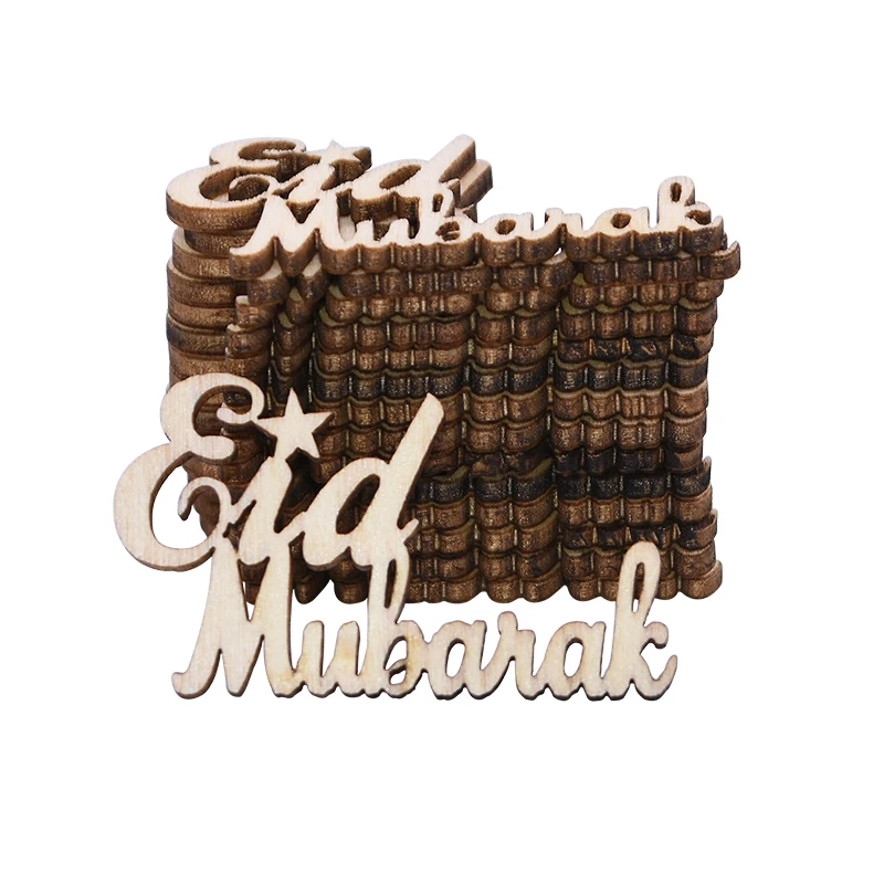 

15Pcs DIY Letter Wooden Craft Ornaments Eid Mubarak Ramadan Decoration Wood Chips Islam Muslim Festival Party Decor Supplies