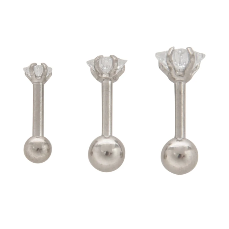 

1 Set Of 3 Size 316L Steel Stars Clear Zirconic Cartilaginous Ear Piercing Ear Stud