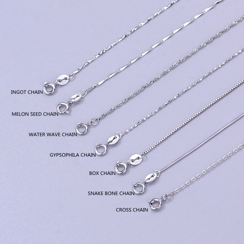 

S925 Silver Necklace Box Chain Yuanbao Melon Seeds Water Wave Starry Snake Bone Cross Female Clavicle Chain Matching Chain