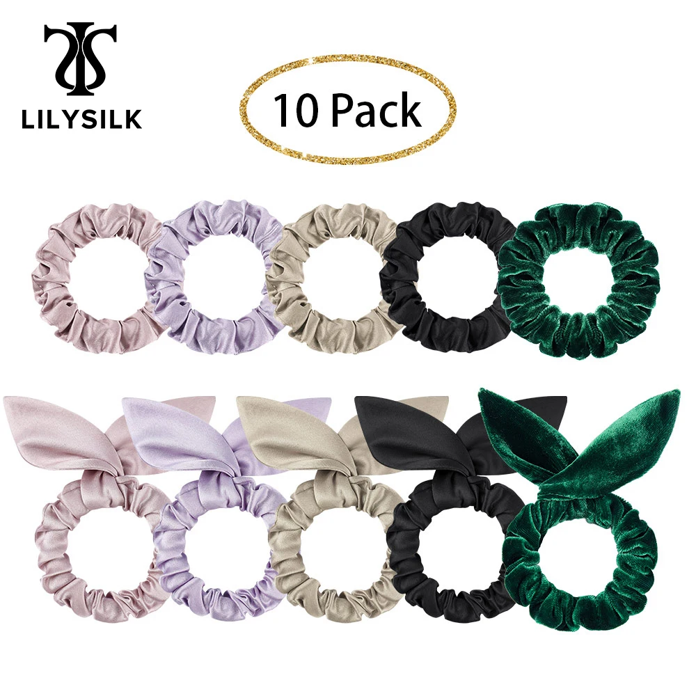Ленты для волос LilySilk 10 штук различных стилей из 100% чистого шелка, аксессуары для мягкого ухода в роскошной упаковке с бесплатной доставкой.