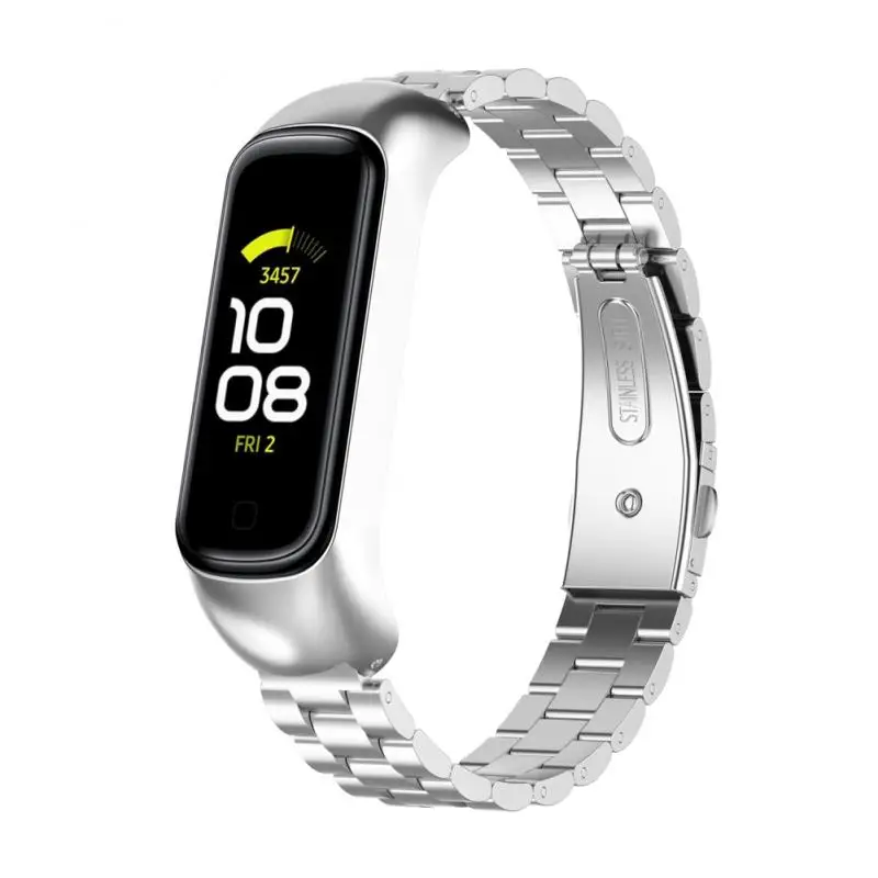

For Samsung Galaxy Fit2 SM-R220 Metal Strap Bracelet Wear-resistant / Scratch-resistant Three Beads Stainless Steel Wristband