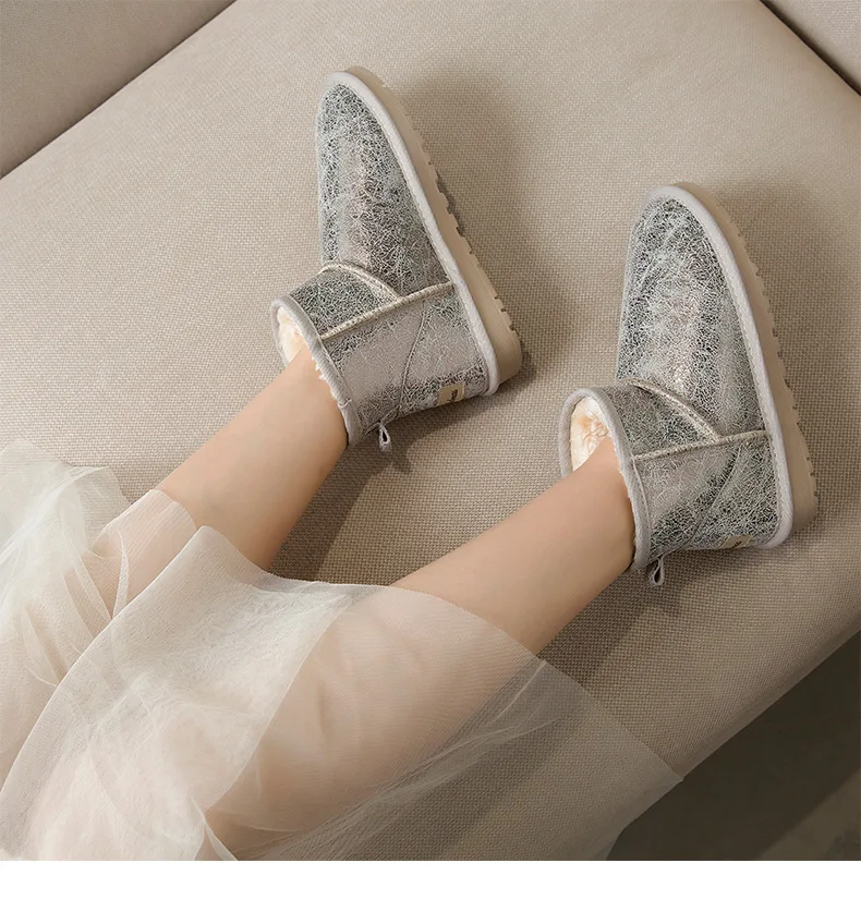 Женская обувь зимние ботинки женские короткие взрывные трещины толстые