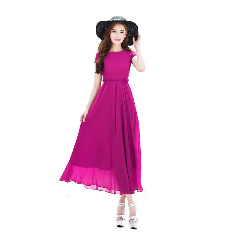 Летние длинные шифоновые платья больших размеров женская одежда красного цвета