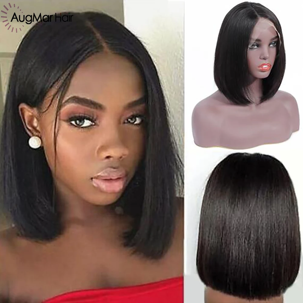 

Bob Lace Front Wigs With Baby Hair 150% Straight Lace Front Human Hair Wigs Remy Wigs Short Bob Wigs Pre Plucked