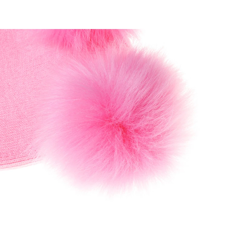 

Winter hats for kids caps Knitted Warm Double Fur Pompom Hat Beanies Boys Girls Pom Pom hats Children Solid Cap Bonnet Gorro