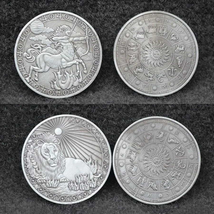 Монеты двенадцать созвездий медальоны античная тисненая монета Cacer любовь