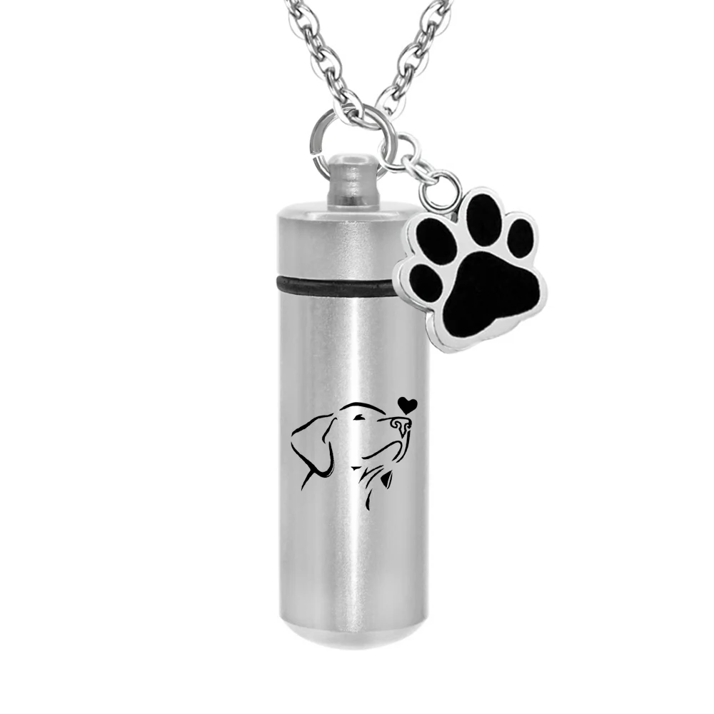 Прекрасный Pet Paw ЦИЛИНДР ожерелье для кремации ювелирные изделия держатель праха