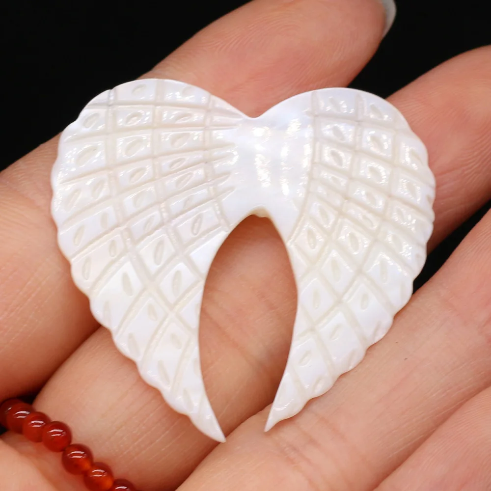 

5 PCS Natural Freshwater Shell White Shell Heart Shaped Wing Pendant Beads DIY Jewelry Making Necklace Charm Accessories Gift