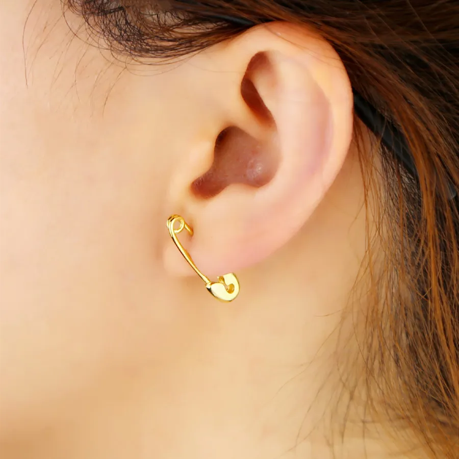 Женские серьги гвоздики в стиле панк позолоченные полированные без камня