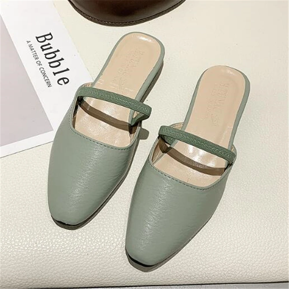 Women Sandals Sexy Low Heel Soft Leather Square Pumps Pointed Toe Scrub Summer Slingback Girl y1033 | Обувь