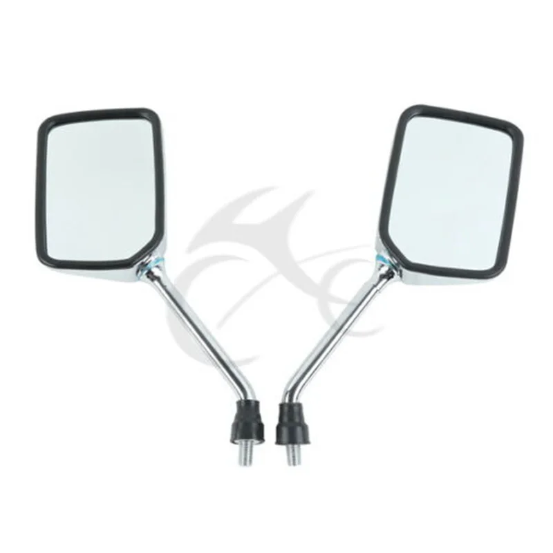 Мотоциклетные хромированные прямоугольные зеркала заднего вида 10 мм для Kawasaki Honda