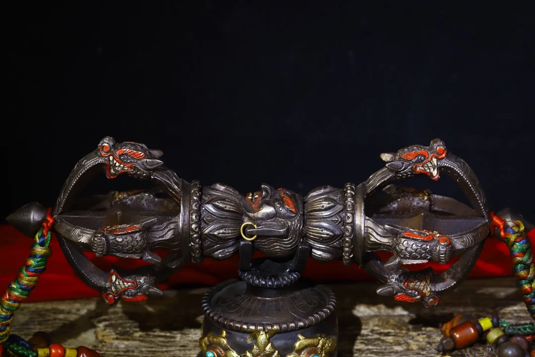 14-дюймовая коллекция тибетских храмов старые трусики окрашенные голова Махакалы