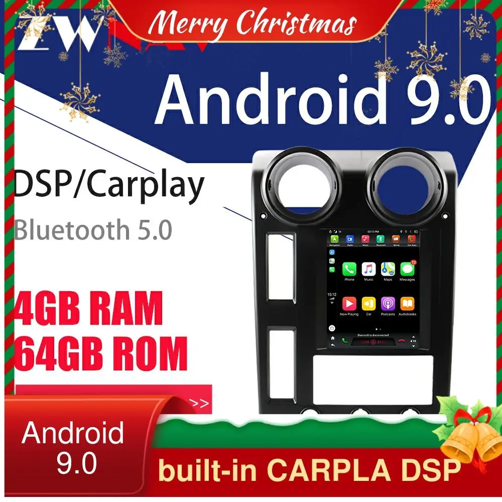 

For Hummer H2 2004-2009 Tesla style Android 9.0 4G+64GB Car GPS Navigation Head unit Multimedia player Auto radio tape recorder