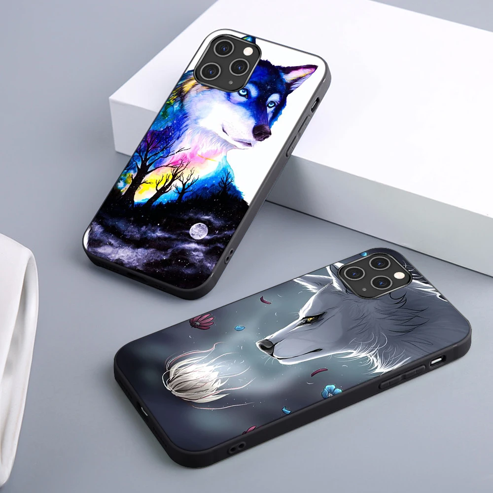 

Wolf Fierce Case For iPhone 12 11 Pro Max Mini Cover for iPhone X XR XS MAX 7 8 6 6S Plus 5S SE 2020 Soft TPU Black Phone Fundas