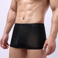 boxer underwear transparent lightweight solid color mesh yarn boxer briefs men underpants