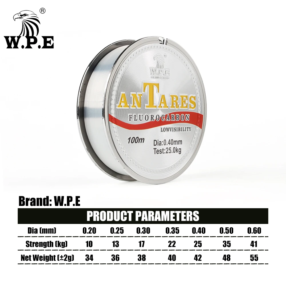 W.P.E Brand New ANTEROS Fishing Line 0.20mm-0.60mm Fluorocarbon Coated Fishing Line 100m 10KG-41KG Carbon Fiber for Carp Fishing