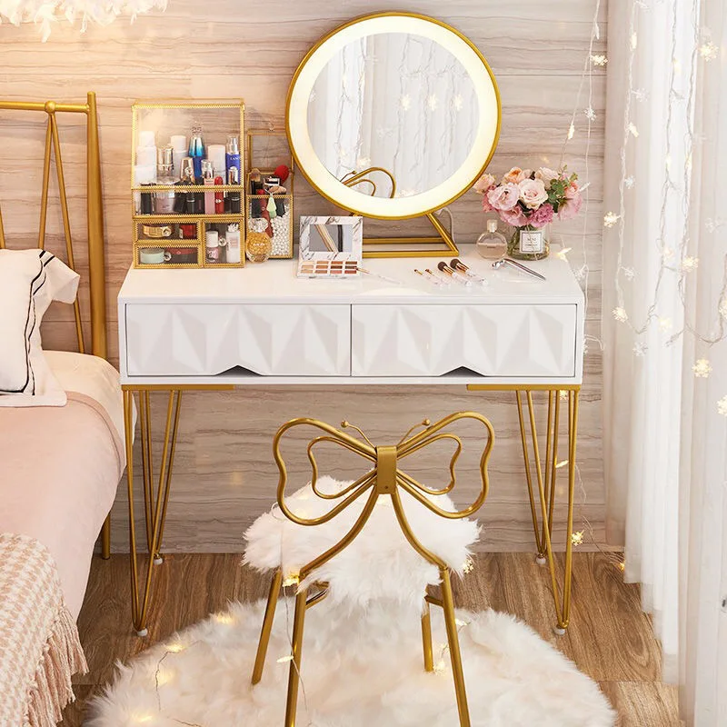 

Light luxury ins style dressers simple modern bedroom small apartment net red Nordic dressing table with lamp