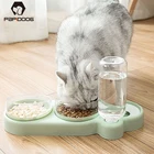 500 мл для домашних животных собак кошек с двумя чашами с фонтан воды бутылки Автоматическая Еда воды фидерный Контейнер Диспенсер для питьевой воды