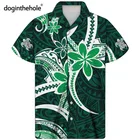 Doginthehole полинезийская с этническим рисунком Мужская модная гавайская рубашка летние каникулы свободного покроя с коротким рукавом Beachshirt с дышащим верхом