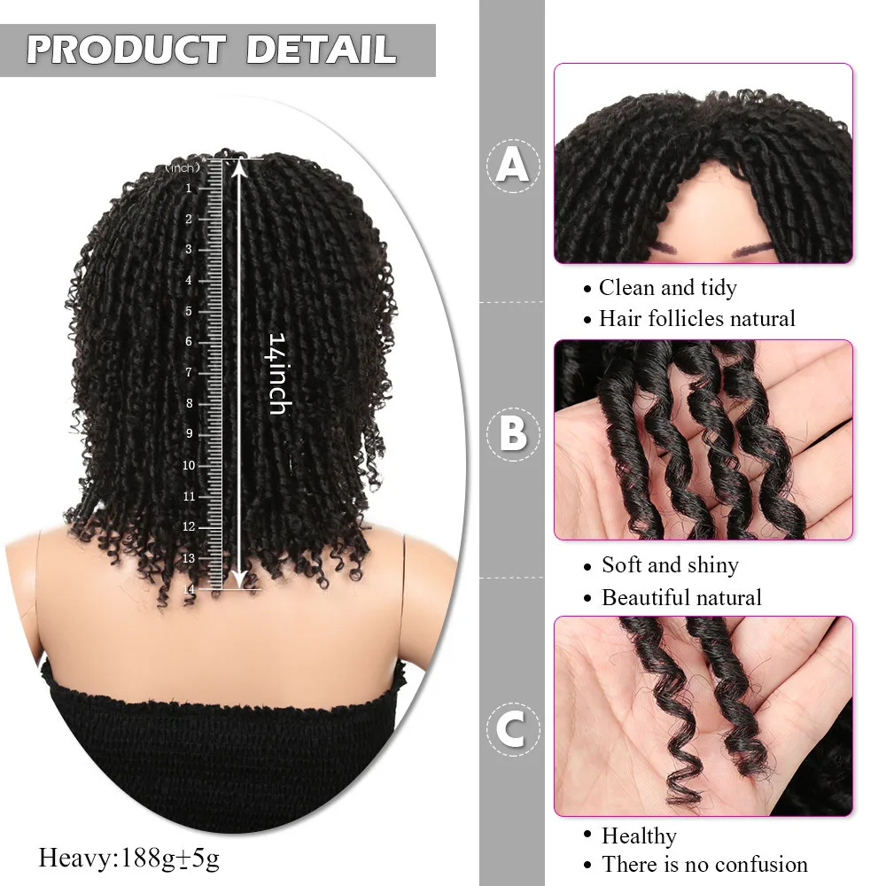 Golden Beauty 14'' Synthetic Short Bob Wigs For Black Women Curly End Dreadlock Hair wig Ombre Black Blonde Crochet Braids Wigs