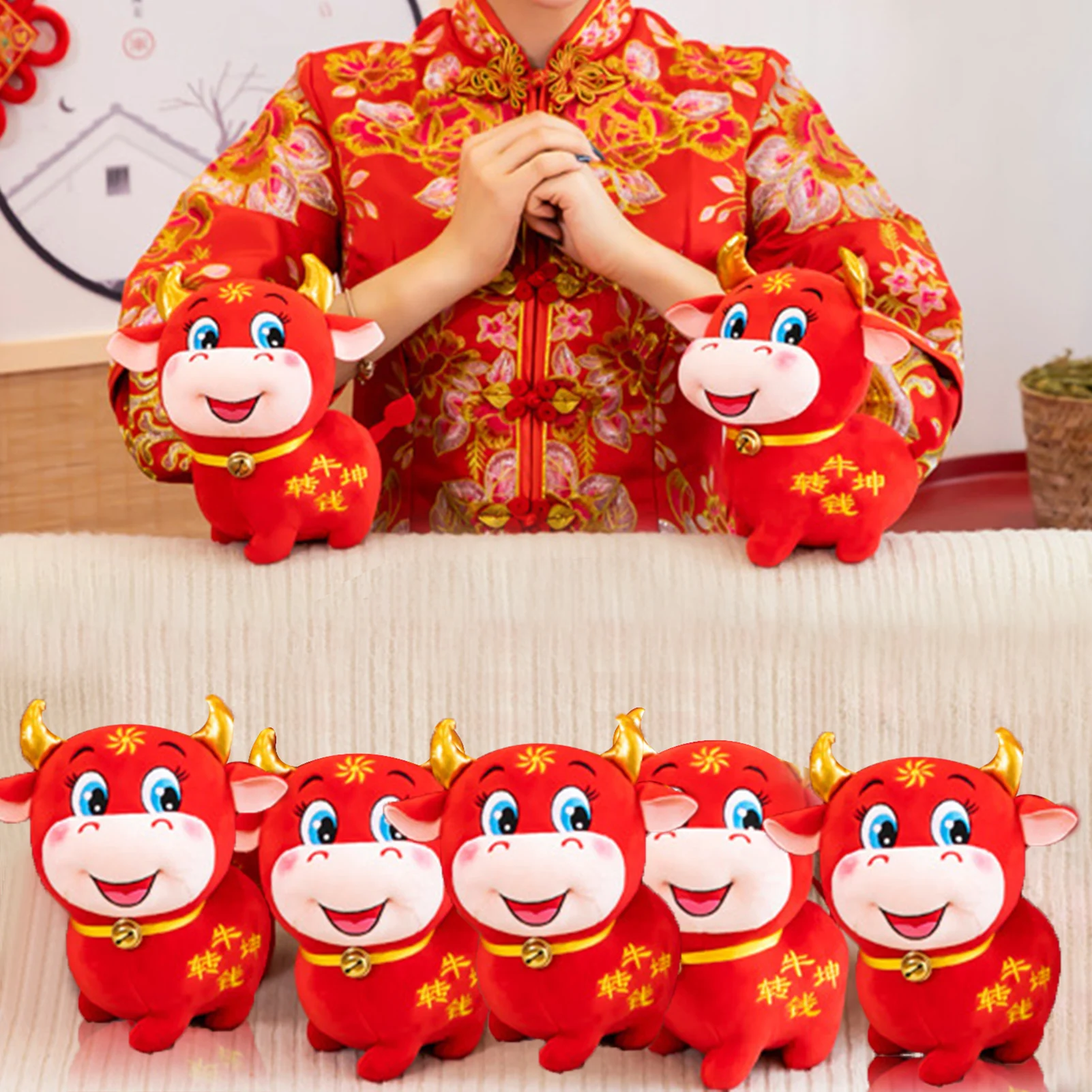 

New Year Plush Ox Cattle Plushie Soft Plush Doll Toy Mascot Gift Symbol Of 2021 Chinese New Year Party Decoration Gifts