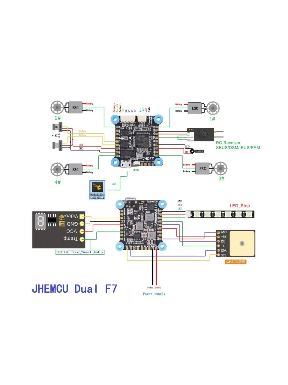 Новый Контроллер полета F7 с двойным гироскопом AIO OSD 5 в 8 BEC & Black Box 2 6S для