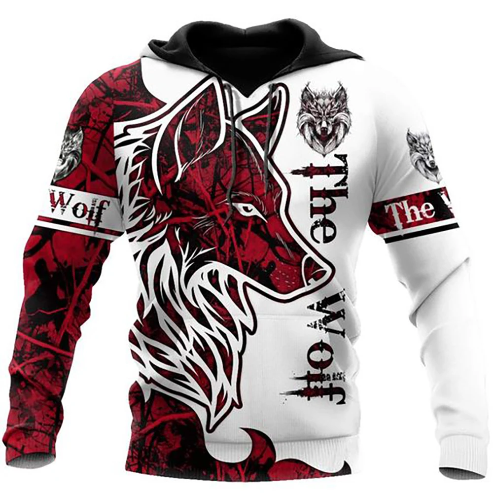 Spring And Autumn Wolf Tiger Animal Pattern Printing Hoodie Fashion Hooded Sweatshirts Unisex Casual Pullover Jacket
