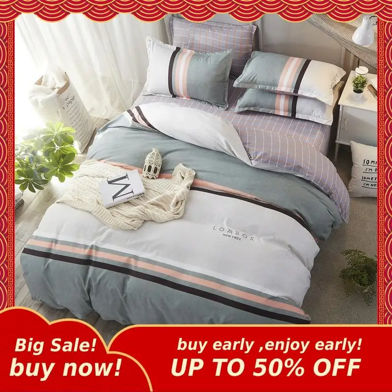 Простыня MIHE 2019 с принтом в простом стиле наволочка пододеяльник 3/4 шт. Модные