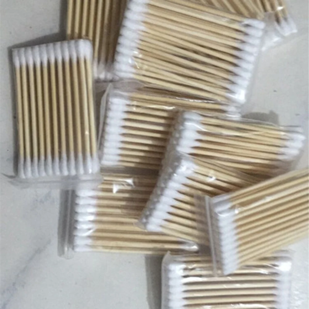 120 шт. санитарный деревянные косметические ватные палочки одноразовые двойной