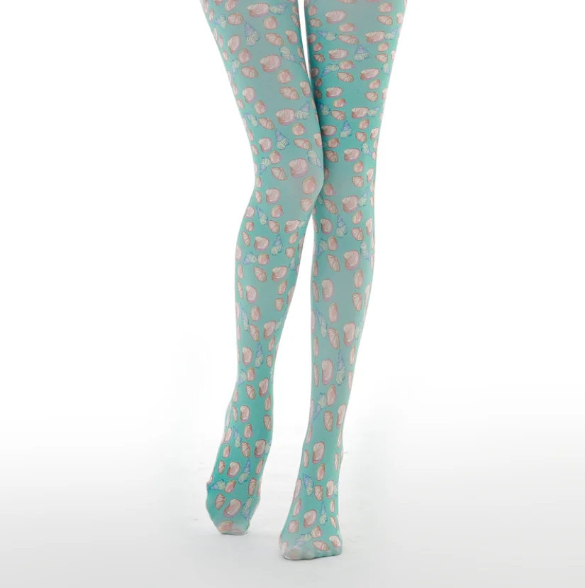 New designs womens creative conch printing stockings sea snail patterned tights