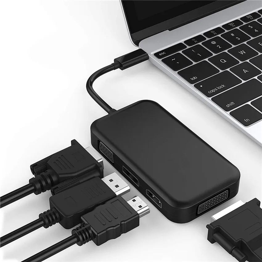 Конвертер USB C на HDMI 4K VGA DP DVI адаптер для Macbook Dell док станция Thunderbolt 60 Гц|Адаптеры