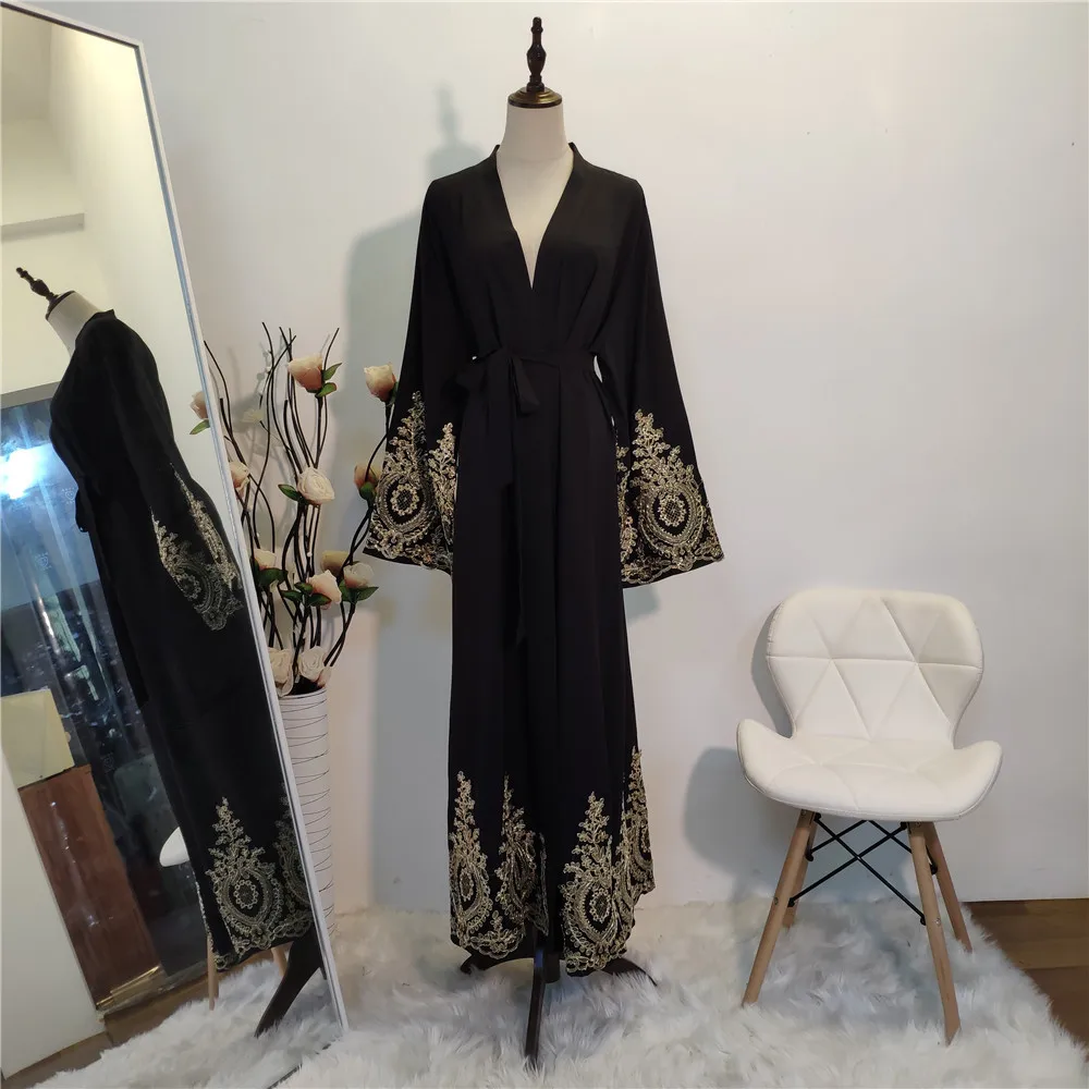 

WEPBEL Open Dress Lace Women Long Maxi Dress Full Sleeve Fashion Ramadan Cardigan Muslim Dubai Abaya