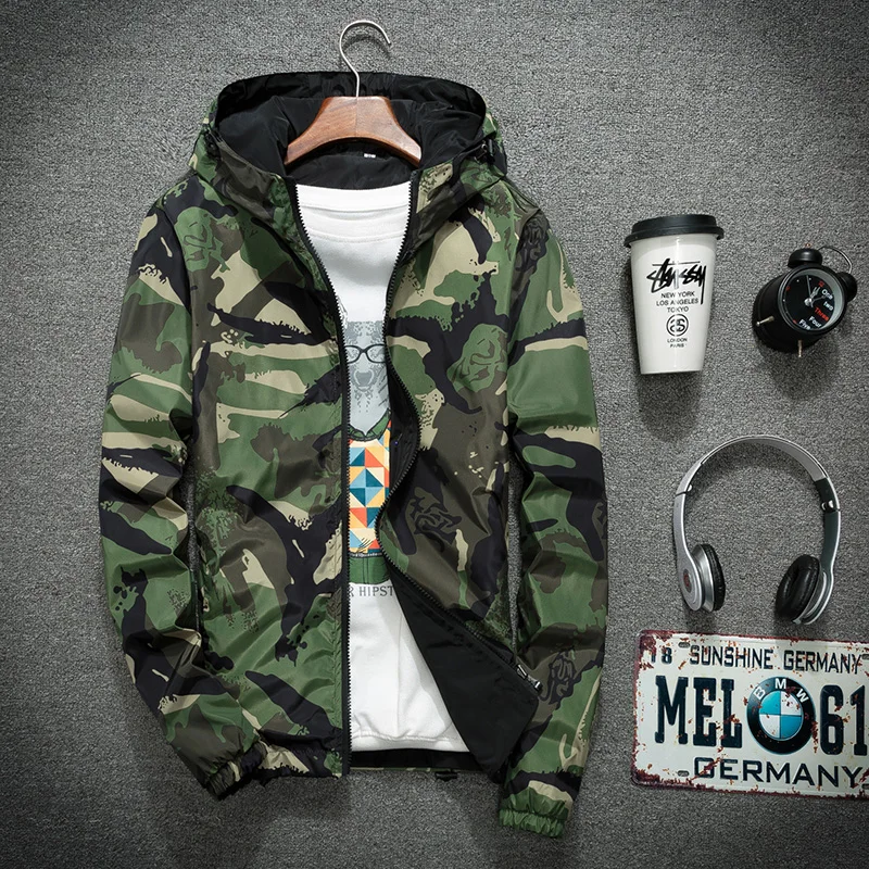Мужские пальто мужская двусторонняя повседневная куртка камуфляжной расцветки